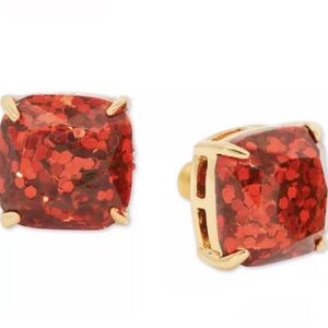Kate Spade New York ♠️ sparkly red glitter square stud earrings